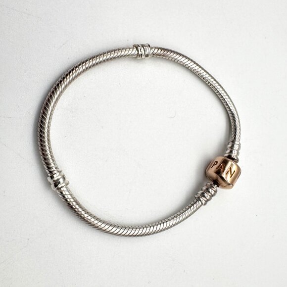 Pandora Bracelet Charm Set 6.5" with Rose Gold Sea Turtle Zirconia Purse Jem - Picture 3 of 12